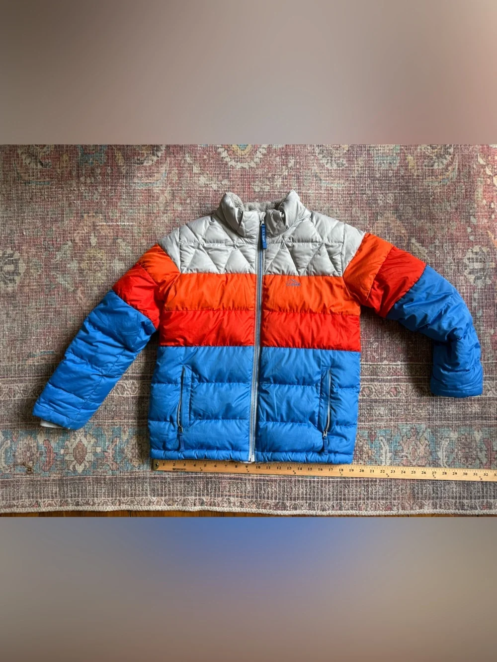 LL Bean Kids L 14-16 Puffer Jacket - Blue/Red/orange/gray